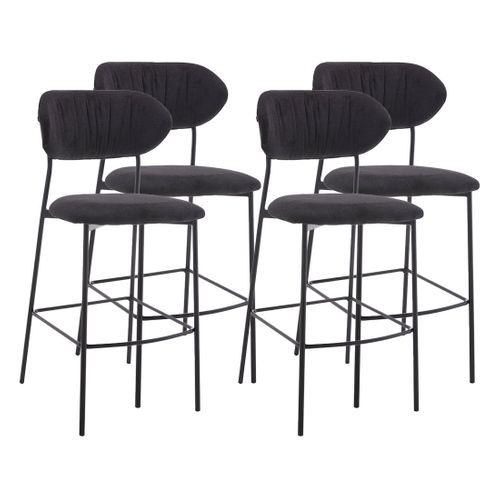 Rosita - Lot De 4 Tabourets De Bar - En Tissu - Gris Anthracite