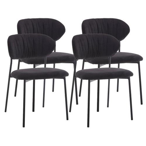 Rosita - Lot De 4 Chaises - En Tissu - Gris Anthracite