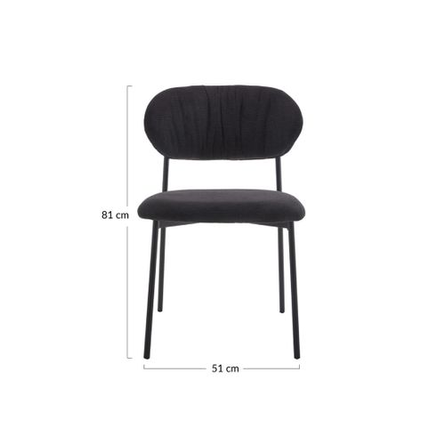 Rosita - Lot De 4 Chaises - En Tissu - Gris Anthracite