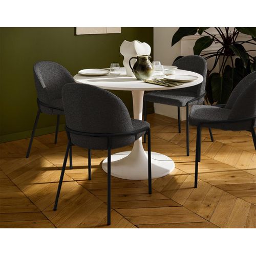 Imelda - Lot De 4 Chaises - En Tissu - Gris Anthracite