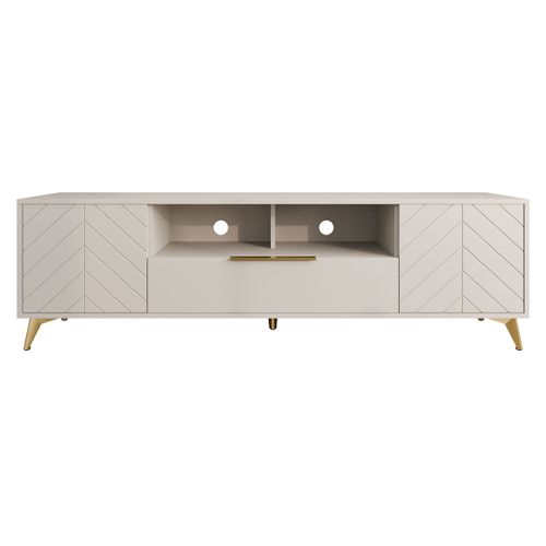 Boccioni - Meuble TV - Beige - 2 Portes, 1 Tiroir Et 1 Niche - 200 Cm