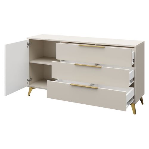 Boccioni - Buffet Bas - Beige - 3 Tiroirs Et 1 Porte - 154 Cm