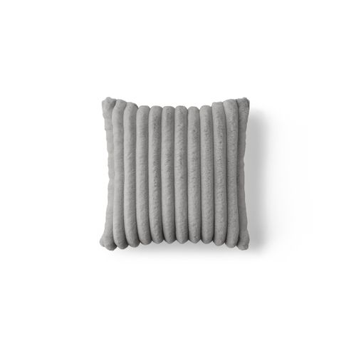 Pampelune - Coussin - En Fausse Fourrure Côtelé Et Velours - 40x40 Cm