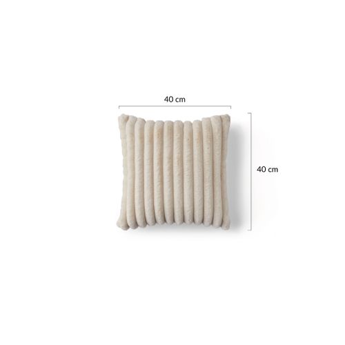 Pampelune - Coussin - En Fausse Fourrure Côtelé Et Velours - 40x40 Cm