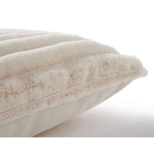 Pampelune - Coussin - En Fausse Fourrure Côtelé Et Velours - 40x40 Cm