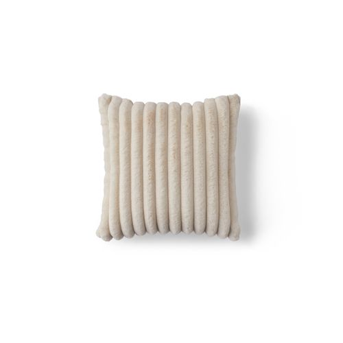 Pampelune - Coussin - En Fausse Fourrure Côtelé Et Velours - 40x40 Cm