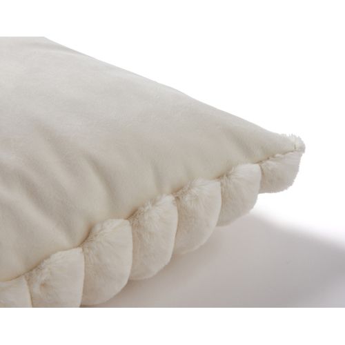Pampelune - Coussin - En Fausse Fourrure Côtelé Et Velours - 40x40 Cm