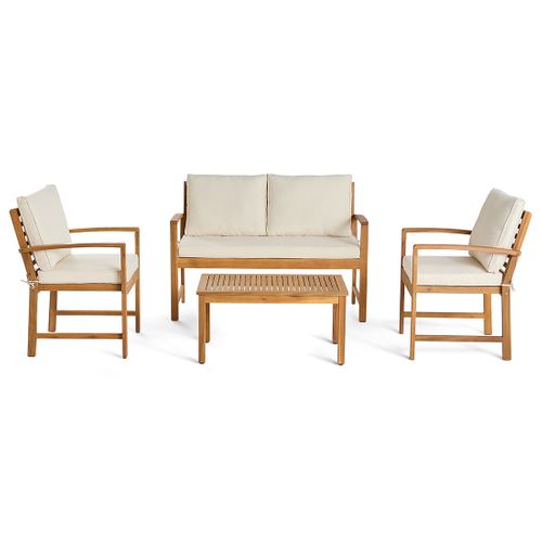 Kaili – Salon De Jardin En Bois Massif D'acacia - 4 Places – Coussins Beige