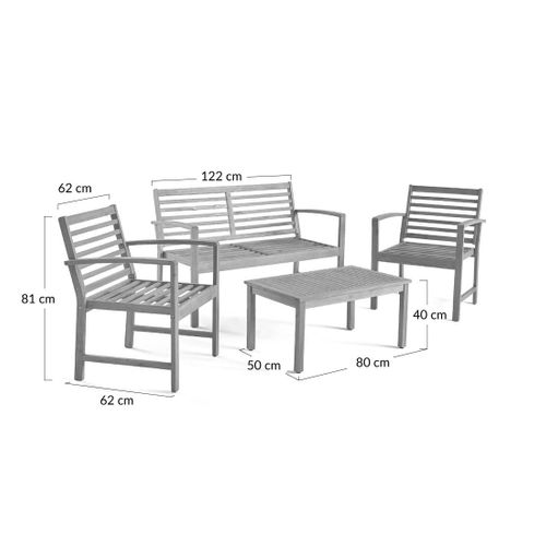 Kaili – Salon De Jardin En Bois Massif D'acacia - 4 Places – Coussins Beige