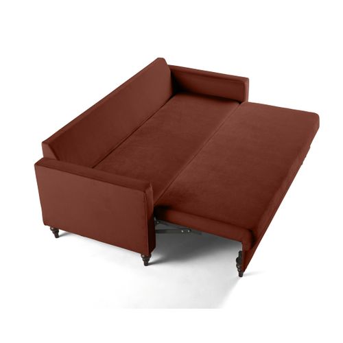 Canapé Droit Convertible 3 Places Flamingo En Velours Terracotta