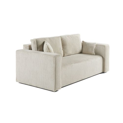 Topaze - Canapé Droit 2 Places - En Velours Côtelé Beige