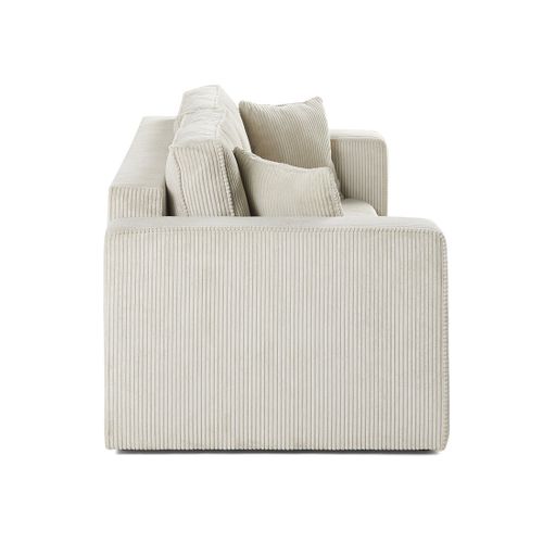 Topaze - Canapé Droit 2 Places - En Velours Côtelé Beige