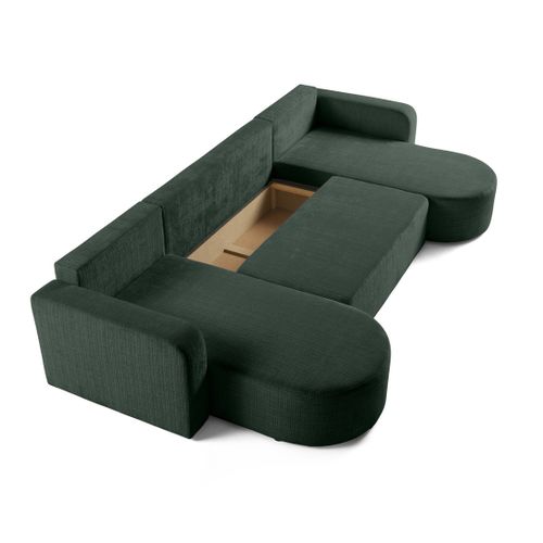Canapé Panoramique 7 Places Miro En Velours Texturé Vert