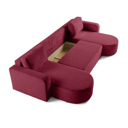Canapé Panoramique 7 Places Miro En Velours Texturé Prune