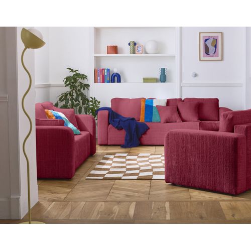 Canapé Droit Convertible 3 Places Miro En Velours Texturé Prune