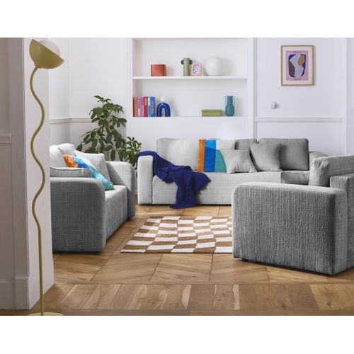 Canapé Droit Convertible 3 Places Miro En Velours Texturé Gris