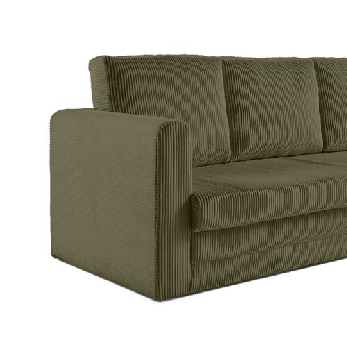 Canapé Droit Convertible 3 Places Marilia En Velours Côtelé Vert