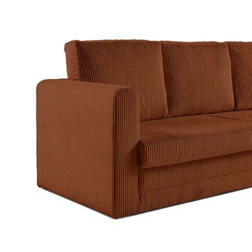 Canapé Droit Convertible 3 Places Marilia En Velours Côtelé Terracotta