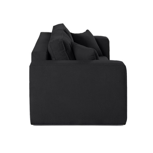 Topaze - Canapé Droit 2 Places - En Velours Texturé Noir