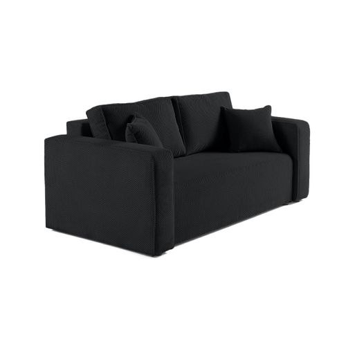 Topaze - Canapé Droit 2 Places - En Velours Texturé Noir