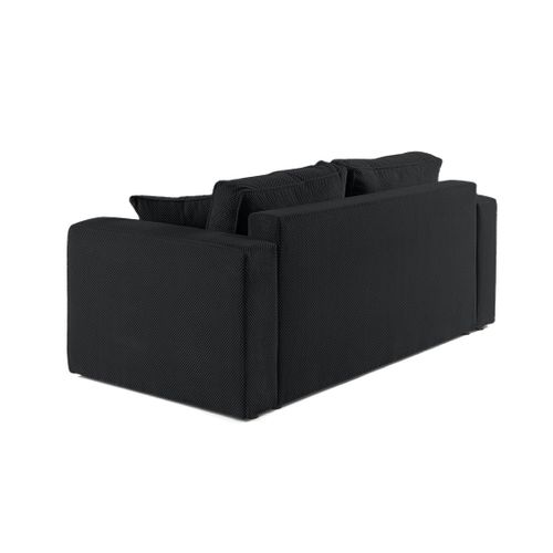 Topaze - Canapé Droit 2 Places - En Velours Texturé Noir