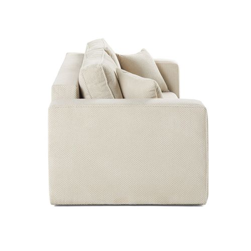 Topaze - Canapé Droit 2 Places - En Velours Texturé Beige