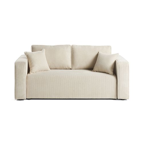 Topaze - Canapé Droit 2 Places - En Velours Texturé Beige