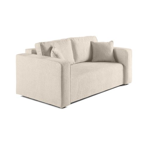 Topaze - Canapé Droit 2 Places - En Tissu Velours Relief Beige