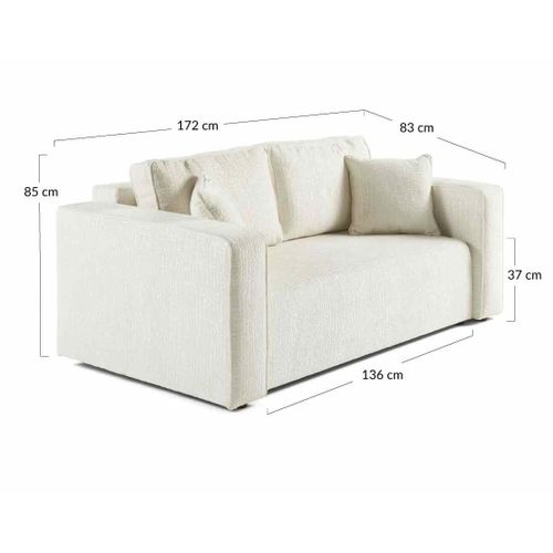 Topaze - Canapé Droit 2 Places - En Tissu Velours Relief Beige