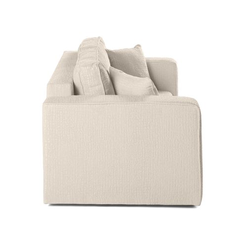 Topaze - Canapé Droit 2 Places - En Tissu Velours Relief Beige