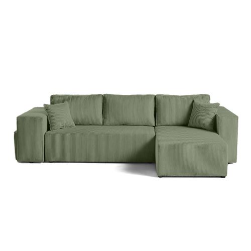 Topaze - Canapé D'angle Réversible 4 Places - Convertible Avec Coffre, Tablette Et Poufs - En Velour