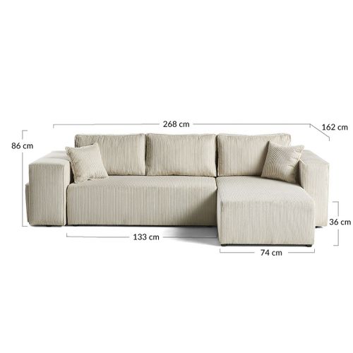 Topaze - Canapé D'angle Réversible 4 Places - Convertible Avec Coffre, Tablette Et Poufs - En Velour