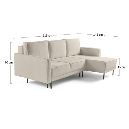 Charlie - Canapé D'angle Réversible 4 Places - Convertible Avec Coffre - En Tissu