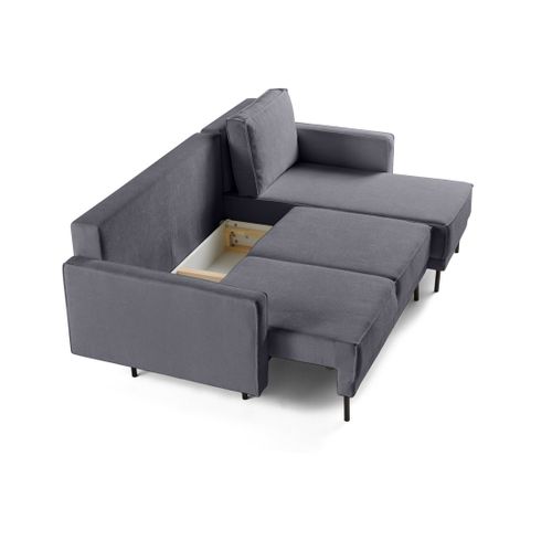 Charlie - Canapé D'angle Réversible 4 Places - Convertible Avec Coffre - En Tissu