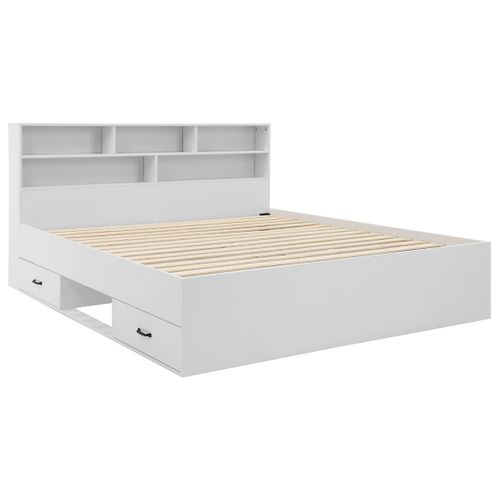 Andrea - Lit Avec Rangements - 180x200 Cm - Sommier Inclus - Bois
