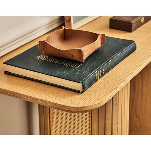 Milazzo - Console - Bois Plaqué Chêne Et Cannage - 120 Cm