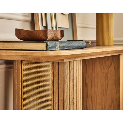 Milazzo - Console - Bois Plaqué Chêne Et Cannage - 120 Cm