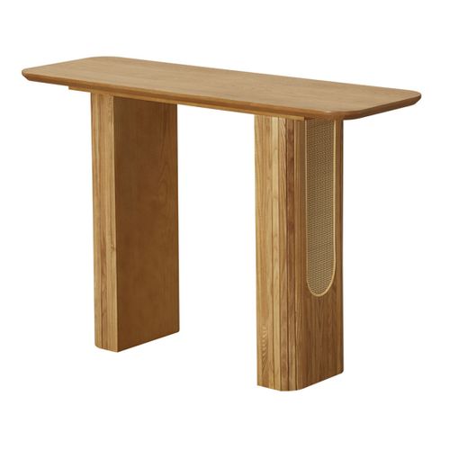 Milazzo - Console - Bois Plaqué Chêne Et Cannage - 120 Cm