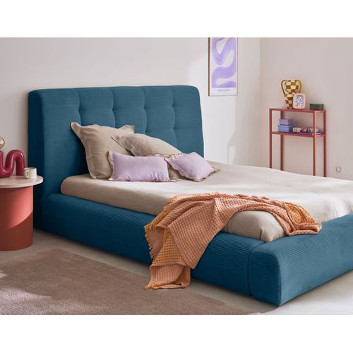 Onyx - Lit Coffre - 180x200 Cm - En Velours Côtelé - Sommier Inclus