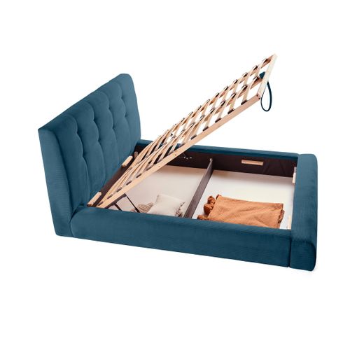 Onyx - Lit Coffre - 180x200 Cm - En Velours Côtelé - Sommier Inclus