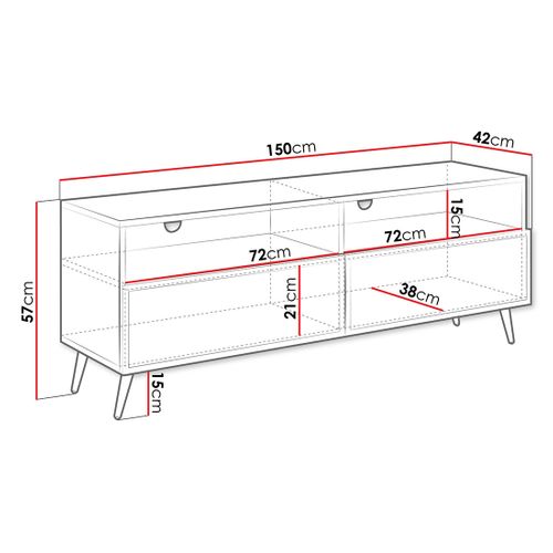 Sorolla - Meuble TV - 2 Tiroirs Et 2 Niches - 150 Cm