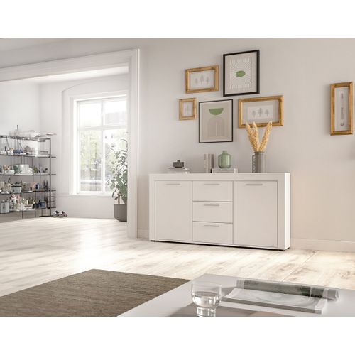 Stafford - Buffet Bas - Blanc - 3 Tiroirs Et 2 Portes - 125 Cm