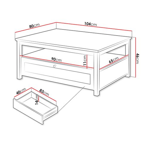 Francesco - Table Basse - Effet Bois Et Blanc - 1 Tiroir Et 1 Niche - 104 Cm