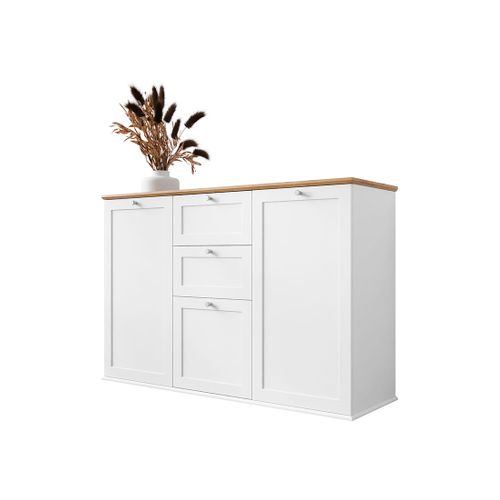 Francesco - Buffet Bas - Effet Bois Et Blanc - 137 Cm