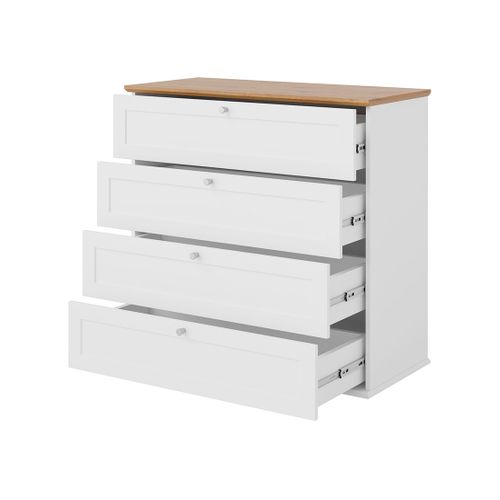 Francesco - Commode - Effet Bois Et Blanc - 92 Cm