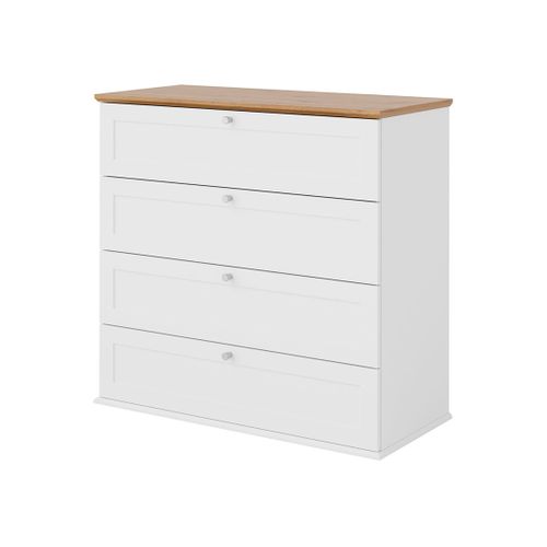 Francesco - Commode - Effet Bois Et Blanc - 92 Cm