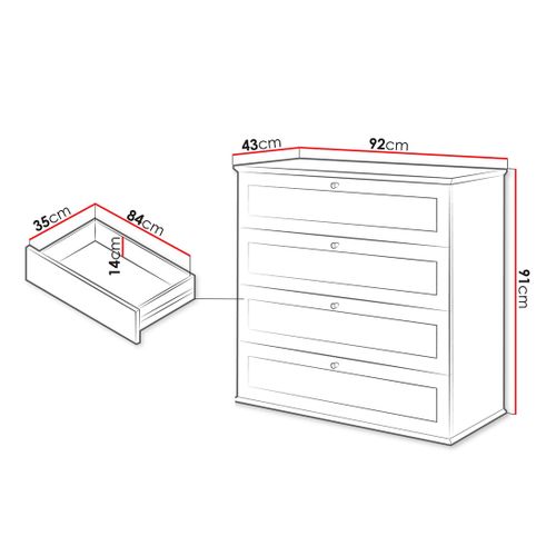 Francesco - Commode - Effet Bois Et Blanc - 92 Cm