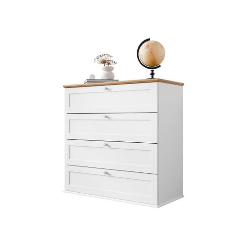 Francesco - Commode - Effet Bois Et Blanc - 92 Cm