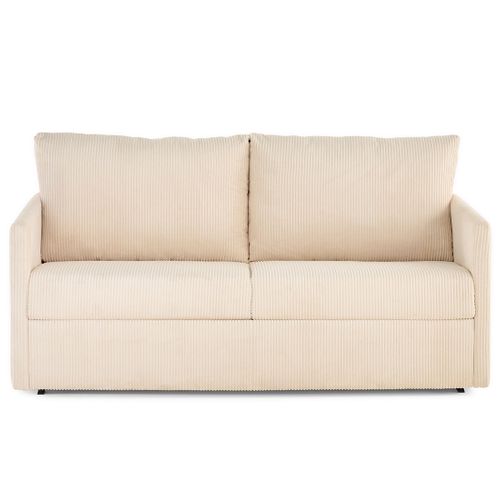 Canapé Droit Convertible 3 Places Ottawa En Velours Côtelé Beige