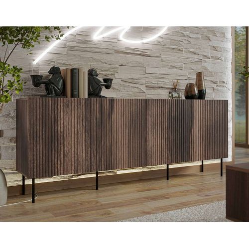 Franco - Buffet Bas - Effet Bois - 4 Portes - 200 Cm